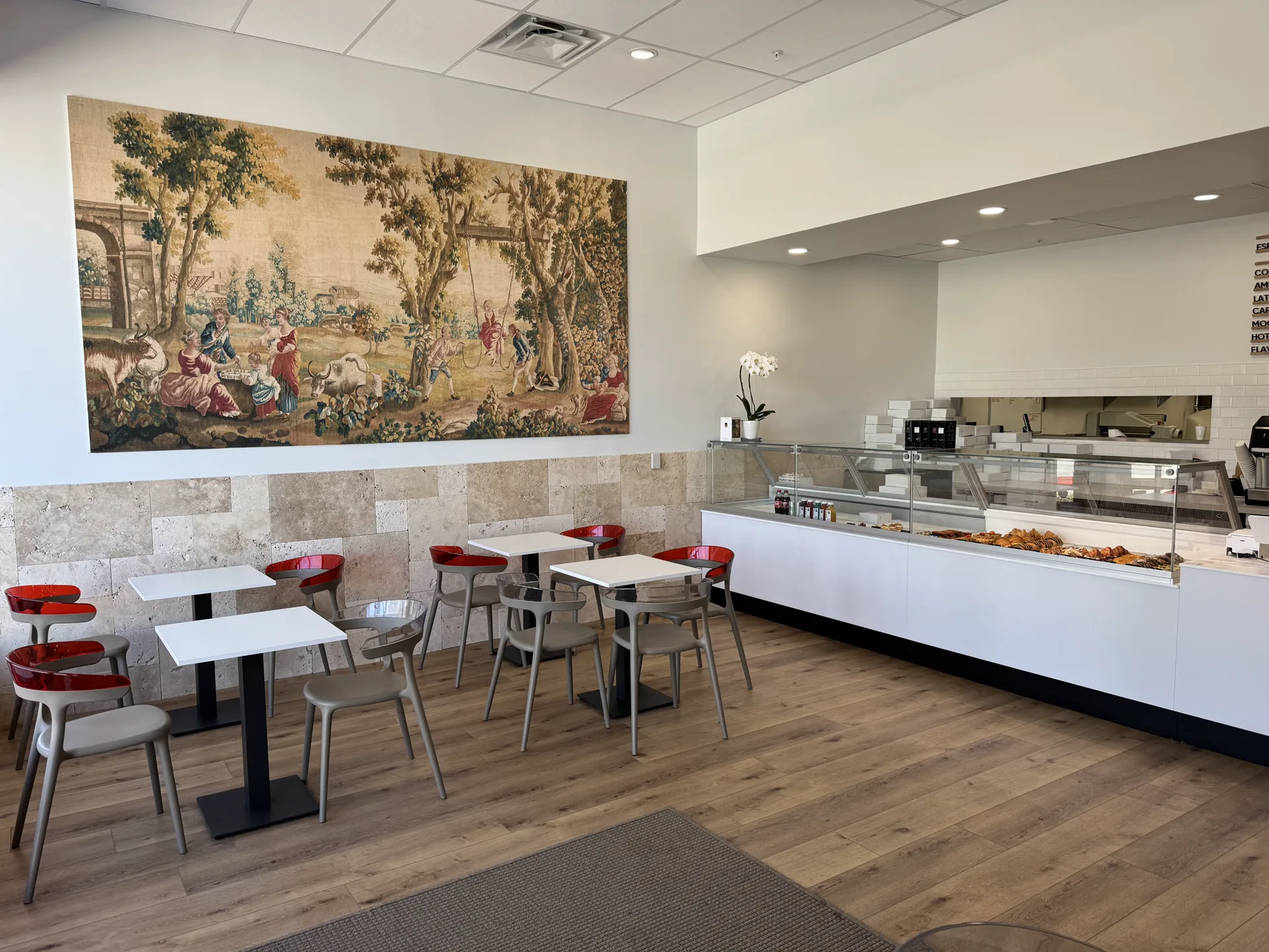Interior of French Bakehouse artisan bakery in Holladay, Utah, featuring fresh-baked croissants and pastries
